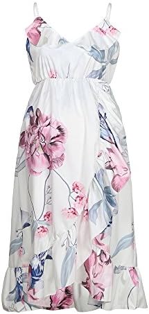 שמלות יולדות נשים רצועת ספגטי שמלת מקסי נ 'שמלה בהריון פרחוני פרחים ליולדות קיץ שמלת מקסי