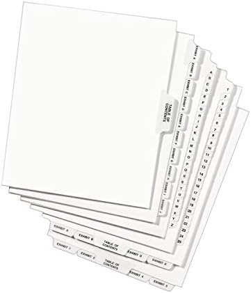 אייברי אייברי-סגנון משפטי צד כרטיסייה חוצצים, 26-כרטיסייה, 76-100, מכתב גודל, לבן, 25 לכל סט