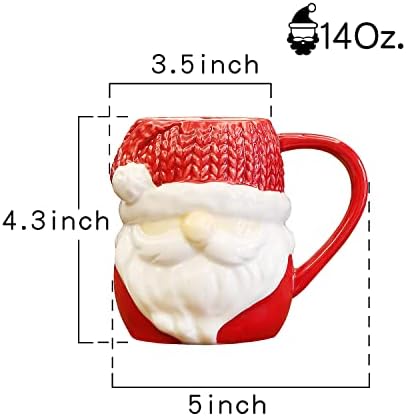 ספל חג המולד קרמי הוילאירן סנטה / 14 אונקיות / כוס קרמיקה בעבודת יד לקפה, תה, מי חלב / קישוט חורף