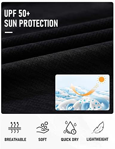 Mofiz's UPF 50+ הגנה מפני השמש חולצת טיול רבע רוכסן רוכסן שרוול ארוך אימון טריקו