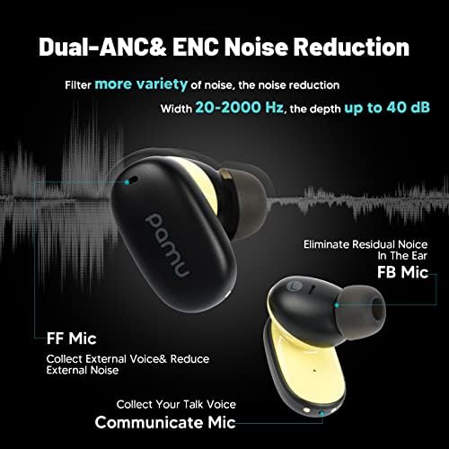 PAMU Z1 אוזניות אלחוטיות אלחוטיות מבטלות רעש פעיל אוזניות Bluetooth 5.2 עם כפול ANC 4 MIC