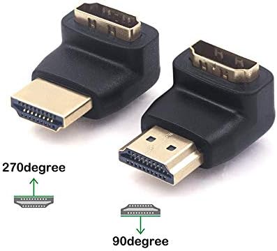 VCELINK 6-PACK 4K HDMI 90 מעלות ותאם מתאם 270 מעלות עם 2 חבילות 8K HDMI 90 מעלות ומתאם 270 מעלות