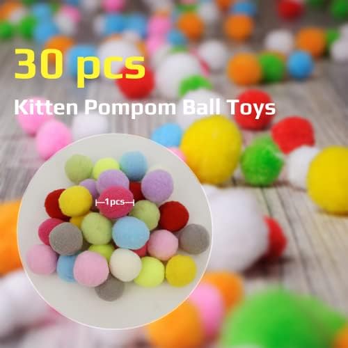 30/60/100 יחידות 3 סמ פרימיום צבעוני חתול צעצוע כדורי-רך חתלתול פום פום צעצועים-קל משקל וקטן בקלות כפה עבור מקורה