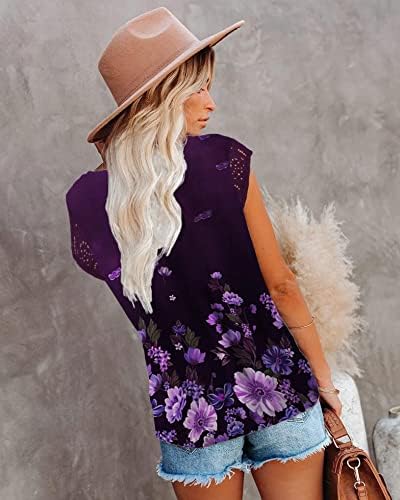 נשים כובע שרוול חולצות 2023 טרנדי פרחוני הדפסת קיץ חולצות רופף בכושר תחרה חולצות חולצות