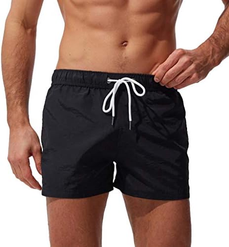 גזעי שחייה של גברים בגודל 7 אינץ 'חריפים מהירים יבש אלסטי מותניים מכנסיים קצרים בקצרה בגדלי ים בצבע אחיד קל