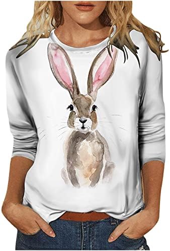 חולצות פסחא לנשים חולצת טריקו של ארנב ארנב חמוד ליום חג הפסחא שמח טיז גרפי של חג הפסחא 3/4 צוואר שרוול צוואר