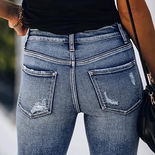 ג'ינס ג'ינס רזה לבן ג'ינס רזה קרוע קת נמתח ג'ינס נשים במצוקה לנשים המותניים המותניים ג'וניור