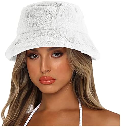 נשים חורפיות דלי קטיפה חורפית כובע פו דייג פרווה כובע חורף חורף קטיפה רכה כובע רך רחב שוליים