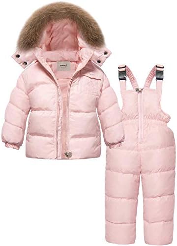 חליפת שלג של זואריאה בנות חורף, בגדי ילדים מגדירים ז'קט ברווז ברווז בחורף + מכנסיים שלג לבנים יוניסקס