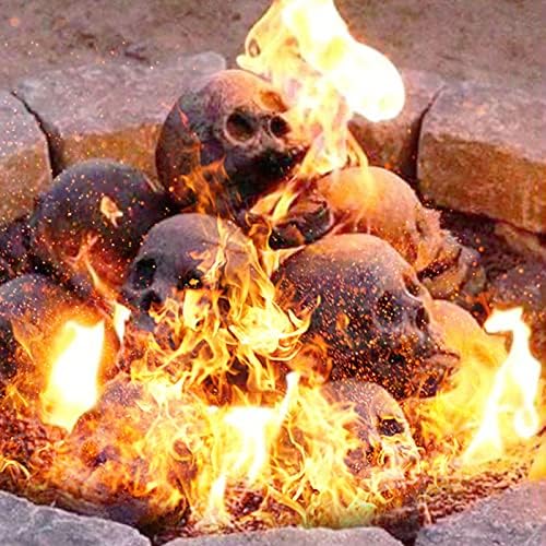 ליל כל הקדושים אש בורות גולגלות קישוט, לשימוש חוזר שלד להבה חסין אש קרמיקה גולגלות עבור מדורה, אח, אש