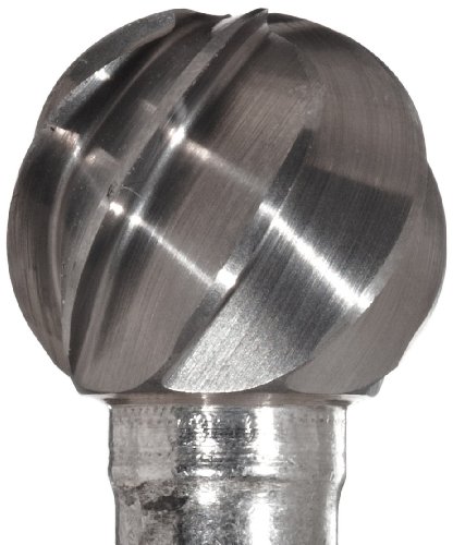 Bassett SD-3 Ball Carbide Bur, גימור לא מצופה, חתך יחיד עמיד בפני סתימה, קצה רגיל, 1/4 שק,