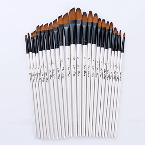 12 מחשבים/סט שיער ניילון ידית עץ עץ עט צבעי מים עט למידת שמן אמנות ציור אקרילי