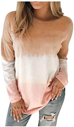 אקליאן קלאסי נשים מקרית חולצות צווארון עגול ארוך שרוול קולורבלוק עניבה לצבוע חולצות 2022 סתיו אופנה בגדי יומי