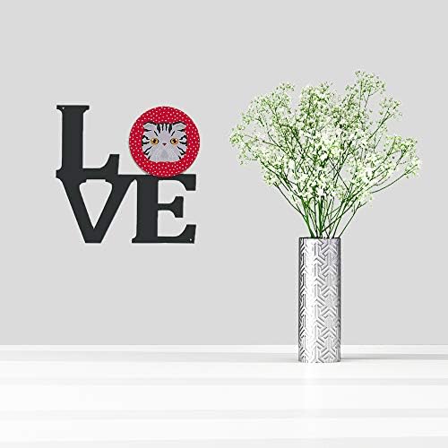 אוצרות קרוליין 5118 וולו פולדקס קיפול אקזוטי חתול אהבה מתכת קיר יצירות אמנות אהבה, אדום,