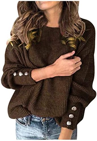 סוודרים גדולים של נשים סוודרים גדולים של נשים סוודר בצבע אחיד סוודר צוואר עגול סוודר שרוול ארוך