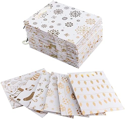 ג'וין 18 שקיות מתנה של נייר כסף זהב חג ​​המולד בתפזורת עם 6 עיצוב מגוון למסיבת חג המולד לטובת גוד גוד, יום