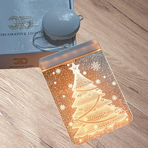 אורות חלון חג המולד של VGE 3D, אורות חג מולד תלויים, אורות קישוט תפאורה המופעלים על סוללה עם כוס יניקה