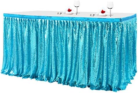 Suppromo 9ft Baby Blue Blue חצאיות שולחן לשולחן מקלחת לתינוק כחול שולחן שולחן למסיבת בת ים יום הולדת