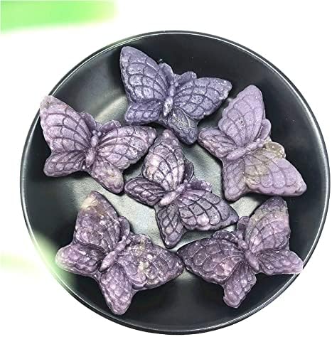 Seewoode AG216 1PC סגול טבעי Lepidolite Butterfly יד מגולף ביד חיות פרפר פרפר ריפוי אבני עיצוב מתנות אבנים טבעיות