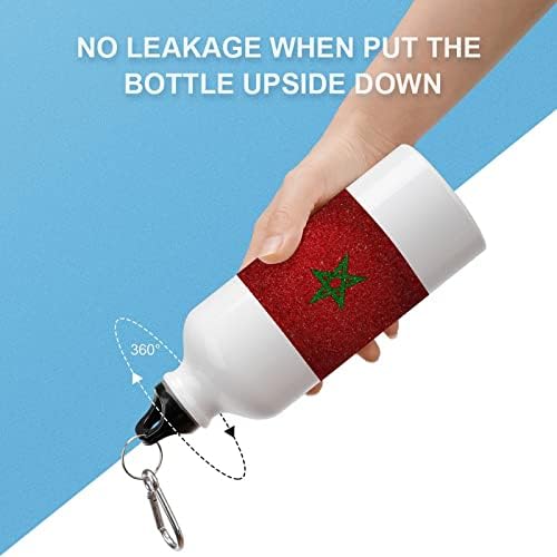 דגל לאומי של בקבוק מים אלומיניום במרוקו קל משקל קל עם כובע בורג לחדר כושר לאופני ספורט חיצוני