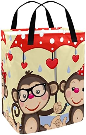 מאהב קריקטורה קוף גשום הדפסת מטריה סל כביסה מתקפל, 60 ליטר עמיד למים סלי כביסה סל כביסה צעצועי אחסון לחדר