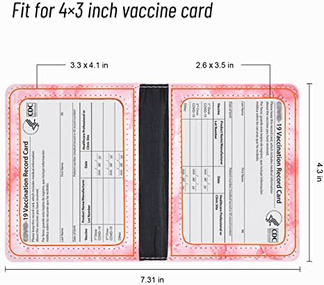 2 יחידות חיסון כרטיס מגיני, 4 * 3 עור מפוצל עמיד למים רך סרט כרטיס מחזיק, חיסון כרטיס מקרה עם 2 כרטיס חריץ,