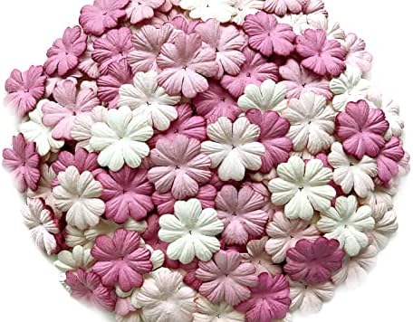 50 יח '. פרחי נייר לב טון מעורבב מעצב פרח עלי כותרת גזרות בגודל 0.98 נייר תות רחב נייר פרח מלאכה בעבודת יד