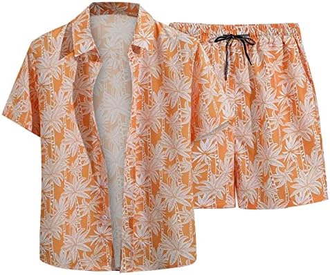 תלבושות אימוניות 2 חלקים לגברים לחולצת הוואי פרחונית פרחונית ומערכות קצרות וינטג 'הוואי אימון ספורט מכנסיים