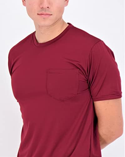 4-חבילה: לחות מתאימה לגברים יבש מפתחים ביצועים אתלטיים פעילים חולצות שרוול קצר עם כיס עם כיס