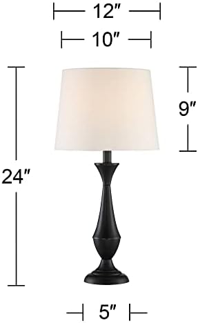 360 תאורה ג'ויס מנורות שולחן מודרניות 24 סט גבוה של 2 מתכת שחורה מתכת לבנה פשתן מחודד תוף עיצוב גוון לחדר