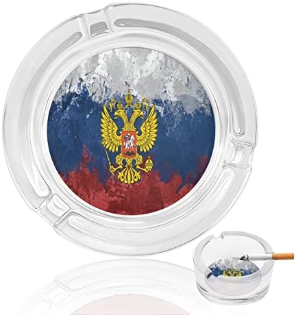 וינטג 'רוסיה איגלס דגלים מחזיק מאפרות זכוכית עגול לסיגריות מארז מגש אפר מעשן חמוד