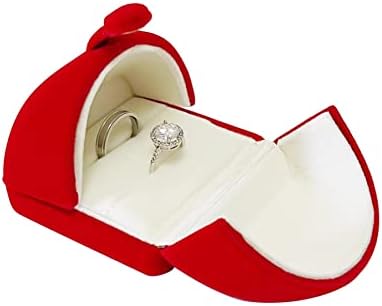 סווה תצוגת לוקסוס ייחודי פרימיום כיתה אדום קטיפה תכשיטי תיבת אחסון מקרה אריזה כפול טבעת מקרה