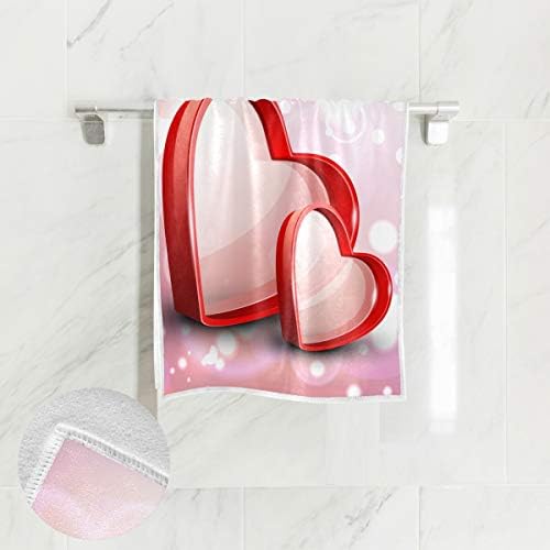 Alaza Valentine Heart מגבת יד יוגה כושר כותנה כותנה מגבות ספא ​​מגבות סופגות רב תכליתי למטבח
