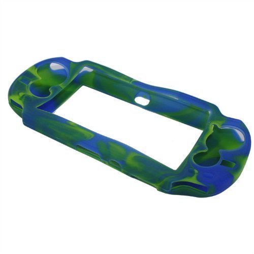 eforbuddy silicone עור רך מכסה לכיסוי של Sony PS Vita, Camo Blue Green