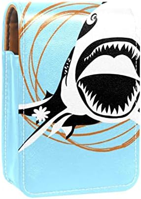 שפתון מקרה עם מראה חמוד נייד איפור תיק קוסמטי פאוץ, אמנותי בעלי החיים כריש פרחוני