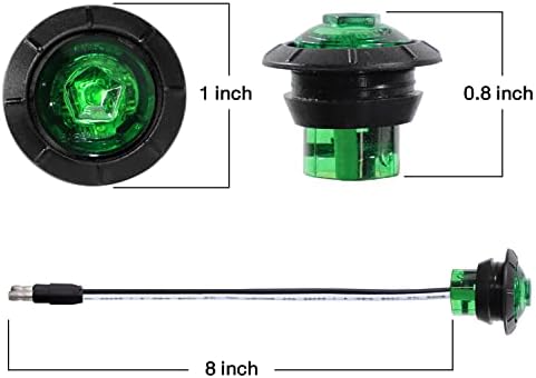 מירקט (חבילה של 20 דור מיוחד 3/4 אינץ ' עגול ירוק הוביל סמן צד אינדיקטורים אטומים אור מיני אישור מנורה אחורית