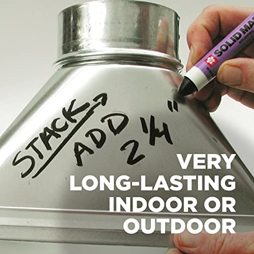 סאקורה סמני צבע מוצק עם קצה מעלה - טמפרטורה נמוכה עטים סמן קבוע - חלון, עץ וסמן זכוכית - צבע שחור - 12