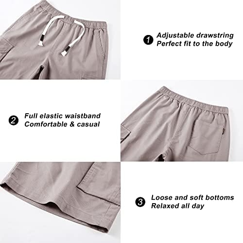 מכנסי מטען לנשים VTUAOL מכנסיים קצרים מותניים אלסטיים כותנה נוחה מכנסיים קצרים רופפים