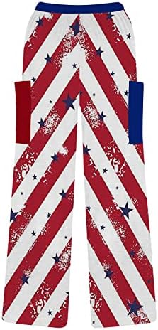 מכנסי ספורט iyyvv נשים דגל אמריקאי יום עצמאות יום מכנסי צווארון בסיסיים מפוליאסטר מגניב פוליאסטר רופף ללא