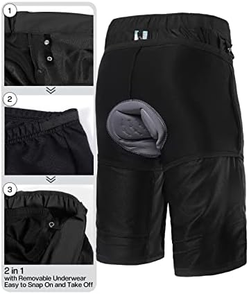 Arsuxeo מכנסיים קצרים מרופדים MTB לגברים המנכבים במכנסיים קצרים של אופני הרים עם כרית נשלפת