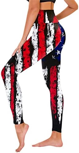 4 ביולי חותלות מותניים גבוהות לנשים דגל אמריקאי אימון יוגה חותלות אולטרה מוברשות רכות מכנסי כושר