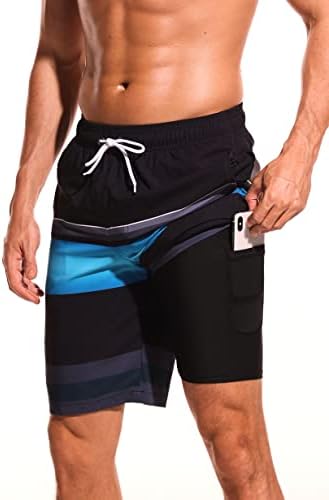 גזעי שחייה של Difficort Mens עם תוחם דחיסה חליפות יבש מהירות יבש מכנסיים קצרים עם כיסי רוכסן