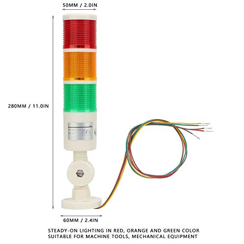מחוון LED אזעקה, אור אזהרה יציב על DC24V אוניברסלי 3 צבעים לציוד מכני