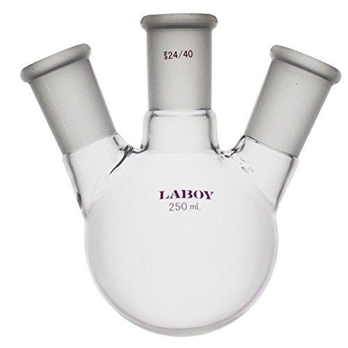 זכוכית Laboy 1000 מל 3 בקבוק רתיחה תחתון עגול צוואר עם 24/40 מרכזי ומפרקים צדדיים זיקוקים זיקוקים מקבלים בקבוק