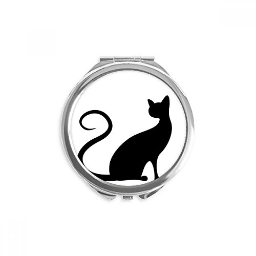 אלגנטי שחור חתול בעלי החיים מתאר יד קומפקטי מראה עגול נייד כיס זכוכית