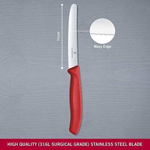 ויקטורינוקס שוויצרי קלאסי 4.5 אינץ משונן שירות סטייק סכין עם אדום ידית