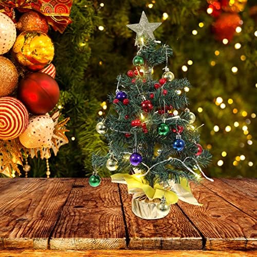 Pretyzoom עץ חג המולד מלאכותי מיני עץ אורן עץ אורן DIY עץ חג המולד עץ חג המולד עם כדורים צמרות עץ כוכבים 20