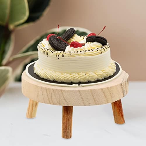 דוכן עוגת עץ עגול עץ דוכן הקאפקייקס כפרי עוגת תצוגת שרפרף מחזיק עציץ בונסאי מתלה רצועות עם רגליים לחתונה