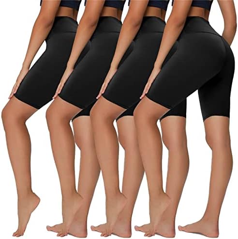 סנדוודו 4 מארז מכנסי אופנוענים לנשים-8 בקרת בטן מותניים גבוהה מכנסי אימון קיץ לריצת יוגה אתלטית