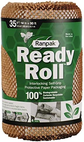 רנפאק מוכן רול נייר אריזה טבעי 30 רגל על 14 אינץ ' / נייר עטיפה דבש / בר קיימא, ידידותי לסביבה,